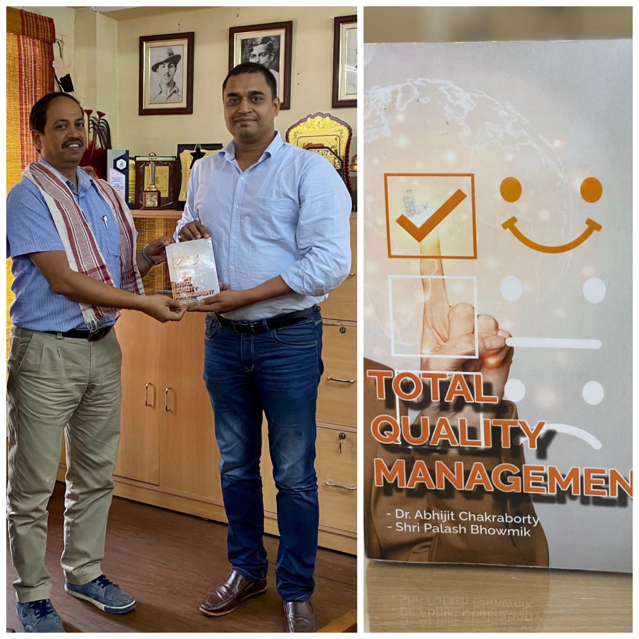 NSIC has been fostering a culture of knowledge sharing and skill development amongst its employees. Recently, Sh. Palash Bhowmick, Chief Manager (Tech), NTSC (Guwahati) has co-written a book on Total Quality Management. The book endeavours to act as a guide for the MSMEs to enhance their Productivity and Quality by adopting certain techniques. It is based on how to implement Value Engineering concepts into their Production / Service facilities so that Indian MSMEs can stand out in the competitive global market by maintaining Global Standards. Shri Vijay Prakash, ZGM (North East), NSIC in admiration accepting the copy of book from Sh. Palash Bhowmick, Chief Manager (Tech), NTSC (Guwahati). A proud moment for the NSIC family.