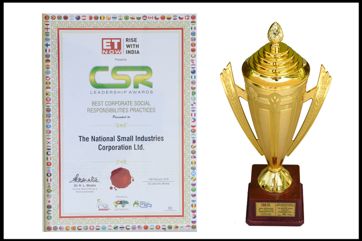 NSIC is conferred with "ET Now - CSR Leadership Award" at the Green Future Leadership awards held at Mumbai on 18th Feb 2018,  acknowledging its CSR initiatives in activities like Health Care and Medical assistance to specially abled and other weaker sections of the society, education, Safe Drinking Water, Women Empowerment ,Skill Development, Environment Sustainability etc. 