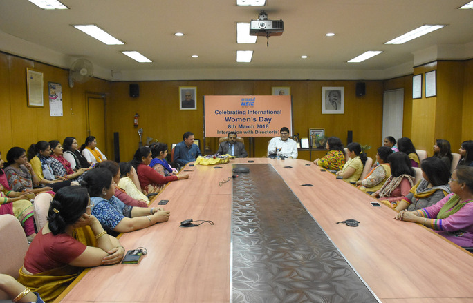 On the occasion of International Women's Day 2018, an interaction meet  was organized for the Women Employees with the Directors on Board,NSIC Shri P.Udayakumar, Director(P&M) and Shri A.K.Mittal, Director(Finance) on 08th March 2018. During the interaction it was emphasized that women must spare substantial time for self-care, healthcare and last but not the least for making the most of the precious life by giving their best for the growth of NSIC and living it to the fullest. Also present on this occasion was Shri Rajesh Tripathi, GM(HR),NSIC.