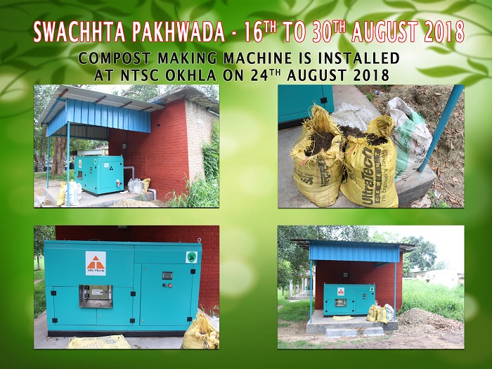 Compost making machine is installed at NTSC Okhla on 24.08.2018