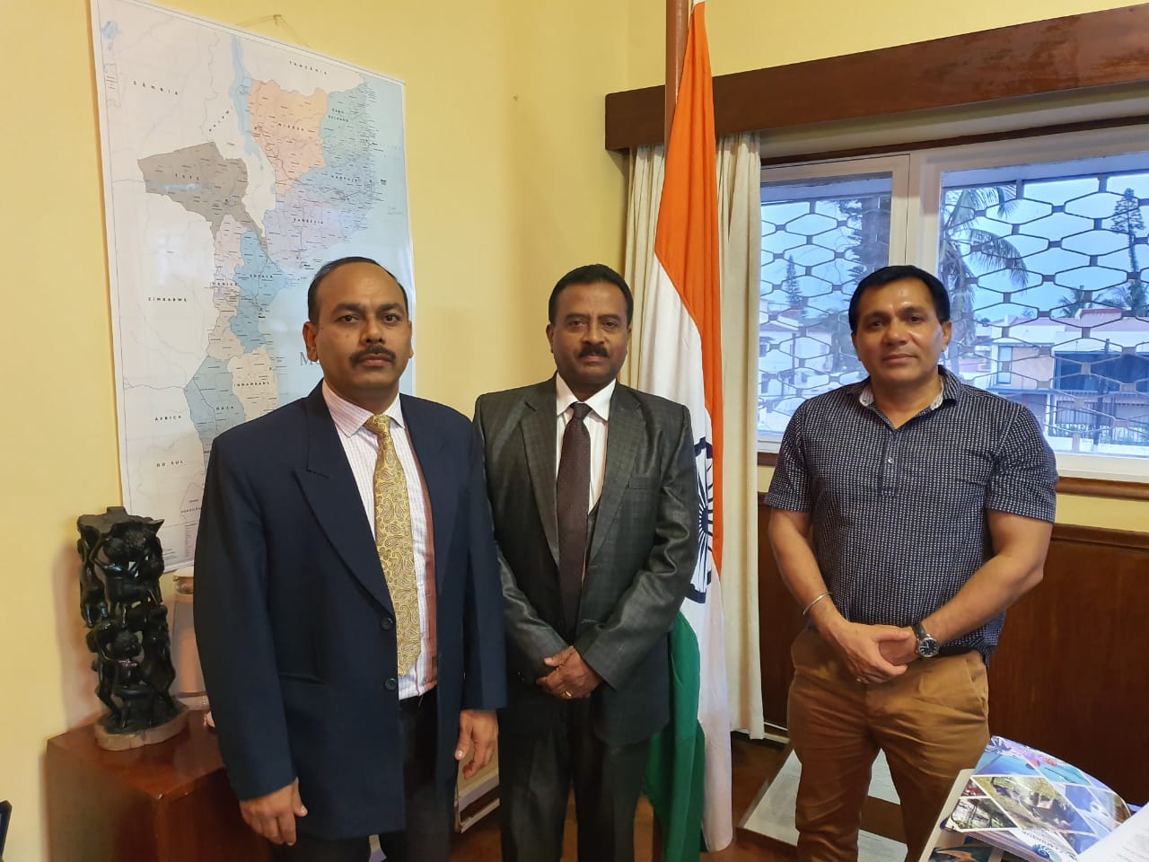 Sh. P. Udayakumar, Director (P&M) and Sh. Binod Kumar, Chief Manager (NSIC) met Ambassador of India to Mozambique, Mr Rajiv Kumar on 22nd Nov '2019  and appraised on the implementation schedule of the Incubator coming up in Manica province, Mozambique. 