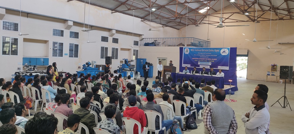 NSIC-Technical Services Centre, Rajkot has organized an inaugural function for skill development training program sponsored by M/s. Airport Authority of India (AAI) Rajkot under their CSR scheme to impart JOB ORIENTED SKILL DEVELOPMENT TRAINING for 160 candidates. In the inaugural function, Shri.Murli Manohar, Deputy Manager, NSIC welcomed the officials from Airport and other participants. Shri. Dharmendra Rajput, Deputy Manager, NSIC who conducted the function explained the salient future of NSIC training programs as well as Testing facilities available in NSIC Rajkot for the benefits of MSMEs. Shri.V.H.Prajapati, AGM, AAI, Rajkot  who spoke about the CSR Scheme and its advantage for the development of below poverty line people in undergoing training under the scheme. Shri.U.Venkatachalapathi, GM & Centre Head, NSIC explained about various NSIC Schemes for the growth of MSME units with the particular emphasize on skill development training being imparted in NSIC, Rajkot.Shri.A.N.Sharma, explained the advantage of these free training and advised the participants to be sincere in understanding the fundamental of various kind of training of NSIC by which they could pursue for better employment. During this program Shri.Jivanlal Patel, President, Aji Industries Association as a Guest of Honor appreciated the effort taken by NSIC particularly for the Poor, SC/ST and Women candidates in imparting training to facilitate employment.Finally Shri.Raviprakash Vala, Asst. Manager, NSIC has delivered the vote of thanks to all the people who took parts in this program.