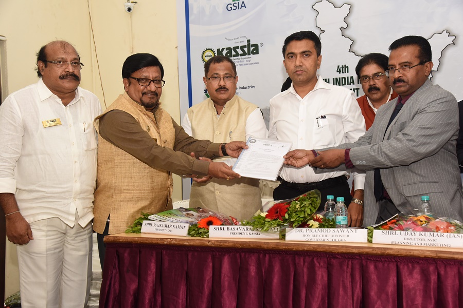 Goa State Industries Association (GSIA) organised the 4th South India MSME summit on 31.05.2019. Shri. Rajkumar Kamat, President, GSIA & Vice – Chairman JAC was the host of the summit. Summit deliberated on the problems faced by the sector and make recommendations to the government for sustainable growth for MSME's in the country. Hon. Chief Minister of Goa, Dr. Pramod Sawant  was the Chief Guest of the event. The summit was presided over by Mr. Basavaraj S. Javali, Chairman JAC & President, Karnataka Small Scale Industries Association, Bengaluru. 

Shri P. Udayakumar, Director (Planning and Marketing) NSIC was the Special Guest. 
 
Karnataka Small Scale Industries Association - Bengaluru
Federation of Small and Medium Enterprises, Telangana - Andhra Pradesh
Association of Lady Entrepreneurs of India - Hyderabad
Tamilnadu Small and Tiny Industries Association - Chennai
Kerala Small Industries Association - Kerala
Federation of Andhra Pradesh Small and Medium Industries Association, Andhra Pradesh - Telangana
Confederation of all India Small & Medium Pesticides Manufacturers Association - Hyderabad

The recommendations by the above associations and about 100 delegates, was handed over to Goa Chief minister Sh. Pramod Sawant by the president of Goa State Industries Association. 
