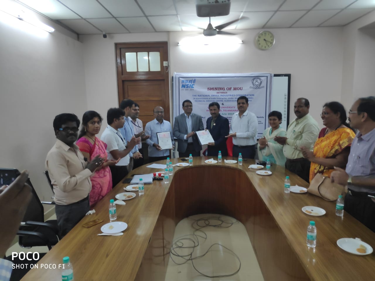 NSIC-TSC, Hyderabad entered into MoU with Osmania University Hyderabad is one of the prestige / premier University in Telangana and India in the presence of Vice-Chancellor-Prof. S.Ramachandram , OU Officials & NTSC Officials. This University, which is offering / conducting various Degree, Engineering and MBA courses. By Entering into MoU with this premier Osmania University, NTSC Hyderabad is going to get good no of students/trainees in coming days to imparting various academic, Technical training programs, Projects, Internships and Skill development programs & also knowledge sharing with Osmania University & NTSC Hyderabad. This MoU also facilitates to NTSC Hyderabad to offer latest / emerging training programs in association with Osmania University in coming days, University will facilitate approximately 2500 mini.no of students every year.

