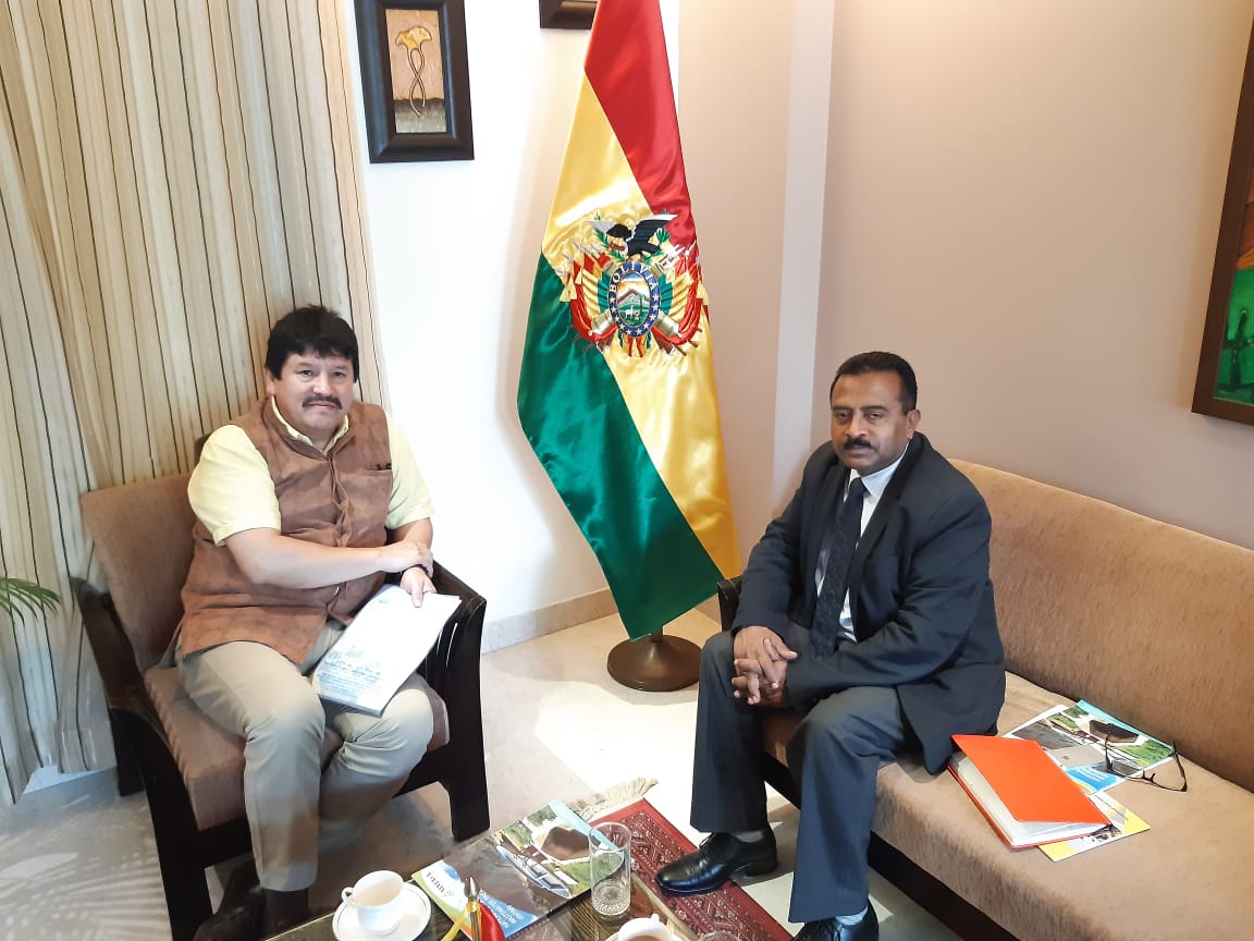 Shri P.Udayakumar, Director (P&M), NSIC interacted with Mr. Juan Jose Cortez Rojas , Ambassador of Bolvia to discuss on the possibilities of NSIC collaborating on lithium Ion Battery for Electric Vehicles in India