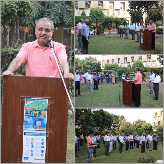 On the Occasion of  Campaign for COVID- Appropriate Behaviour  on 08th October, 2020,  Shri Vijayendra, IAS, Chairman & Managing Director, NSIC administered COVID -19 Pledge to all the NSIC employees. The pledge held NSIC’s commitment to be vigilant and follow the key message of the campaign- Wear Mask, Follow Physical Distancing, and Maintain Hand Hygiene. All the employees collectively work towards encouraging others around them to follow the key COVID protocols. Also present on this occasion were Sh. P. Udayakumar, Director (P&M), Sh. Gaurang Dixit, Director (Finance) along with other senior officers.