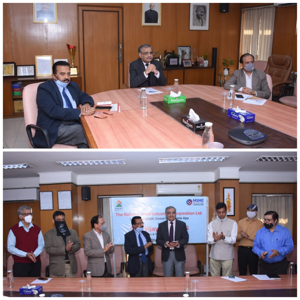 CMD, NSIC, Shri Vijayendra, IAS launched a mobile application MSME Global Mart on 12th November, 2020 for facilitating MSMEs and to popularize the M-Commerce. Also present on this occasion were Shri P. Udayakumar, Director (P&M), NSIC, Shri Gaurang Dixit, Director (Finance), NSIC. The key features offered in the first version of this App which include Public Procurement Information, International Trade, Key Catalogues, Success Stories, Prospective buyers etc. Corporates, PSUs and others can reach relevant suppliers for sourcing and sub-contracting needs through this App by searching from 86 categories and 1462 sub categories offered in the App. This initiative of NSIC will help more MSMEs to avail the benefits offered by www.msmemart.com effortlessly and will help them become AtmaNirbhar.