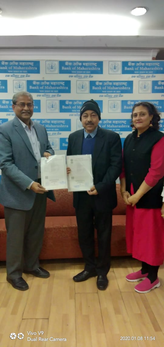 NSIC has renewed the MOU agreement with Bank of Maharashtra on 8thJanuary 2020 for  serving the financial needs of MSME Sector under its Bank Credit Facilitation Scheme . The MOU has been signed by Sh. A.K Mishra ,General Manager (Bank Tie Up) seen along with Ms Himani Shali, Manager(Bank Tie Up) of NSIC and Sh. Pramod Datar, Zonal General Manager,Delhi Zone from Bank of Maharashtra.