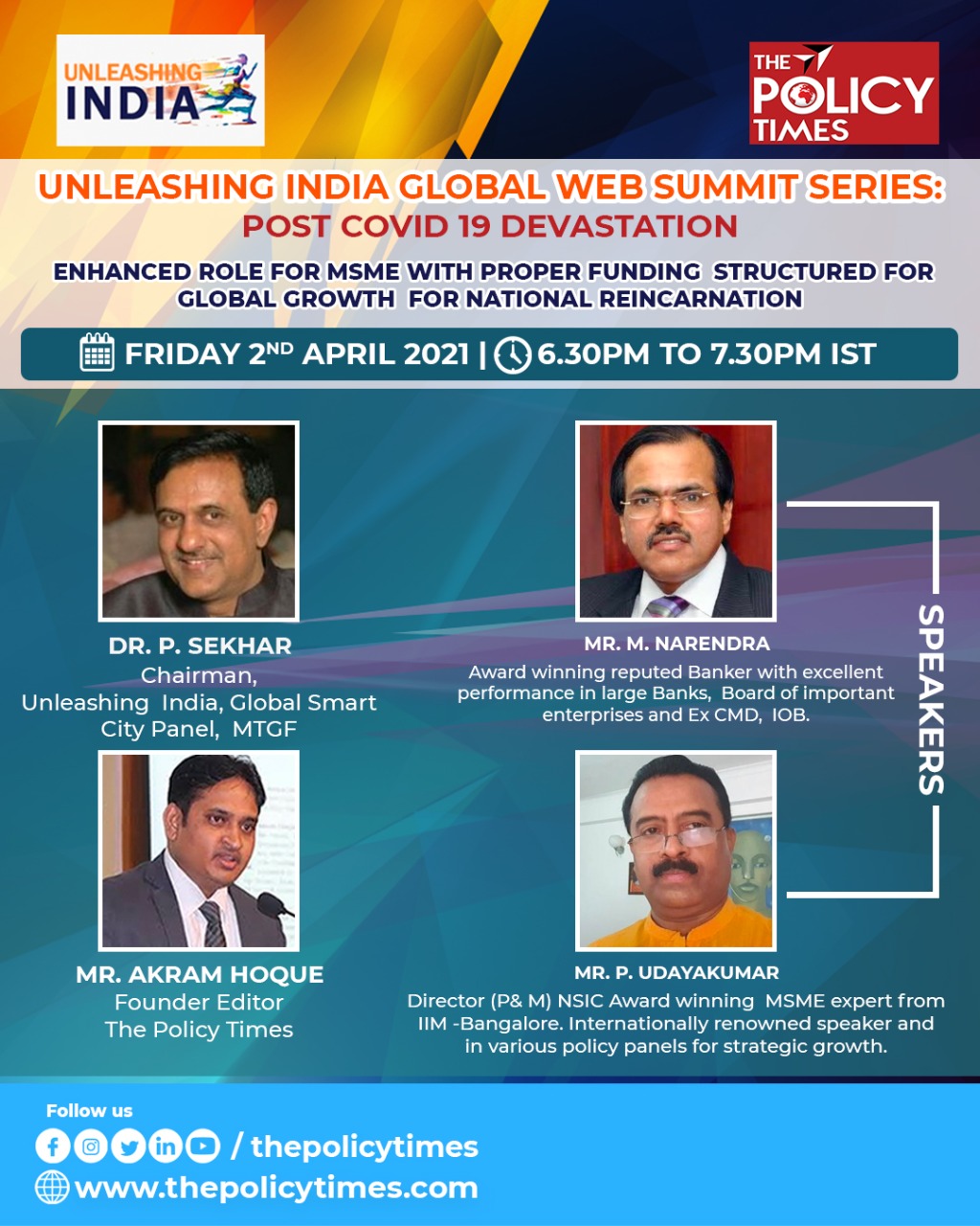 Shri P.Udayakumar, Director (Planning and Marketing), NSIC participated in a panel discussion on “Enhancing the role for MSME sector with proper funding structure for Global Growth for National Reincarnation “at the online Global Web Summit   held recently .Speaking on the occasion, he emphasised about the Alternate Funding Mechanisms for MSMEs and the role of NSIC for the growth of MSME sector. More than 200 domestic and Global participants attended the summit.