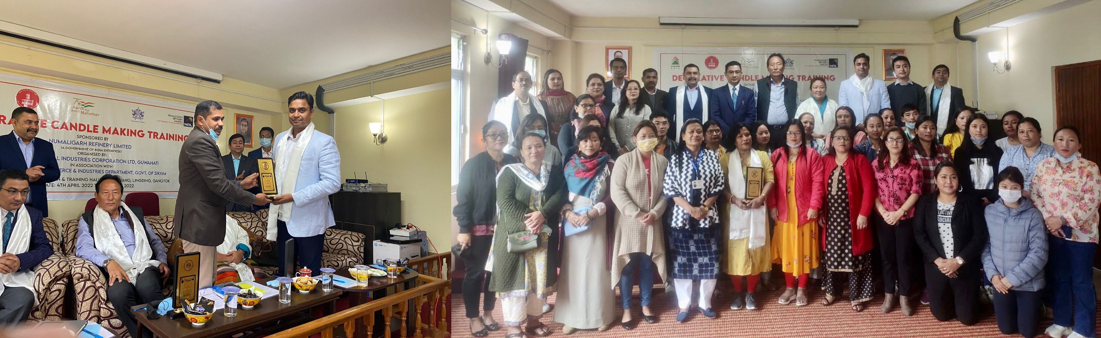 NSIC (North East) NSIC in association with Govt of Sikkim organized Training on Decorative Candle Making at Gangtok, Sikkim on 04.04.2022.The program was inaugurated by Chief Guest Sh. Kado Tshering Bhutia, Adviser, Commerce & Industries Dept., in the presence of Shri Vijay Prakash, Zonal Head, NSIC (North East), Ms. Chung Chung Bhutia, Chairperson, Sikkim KVIB and Sh. Sudip Pradhan, Independent Director, NRL.
