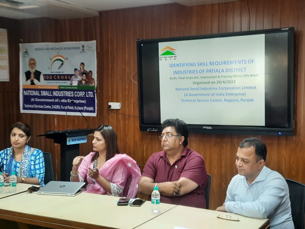 NSIC-Technical Services Centre, Rajpura, organized a Seminar in association with District Employment & Training Office, Patiala and Micro Small & Medium Industries Welfare Association, Focal Point, Rajpura on Skill Gap Analysis on 29th April 2022, from 11:00 A.M. to 12:00 P.M. at NSIC, Rajpura in which 20 MSME’s participated to discuss and share their manpower requirements and skill requirements for their industries. The program was coordinated by Shri Rajesh Jain, Centre Head, NTSC (Rajpura).
