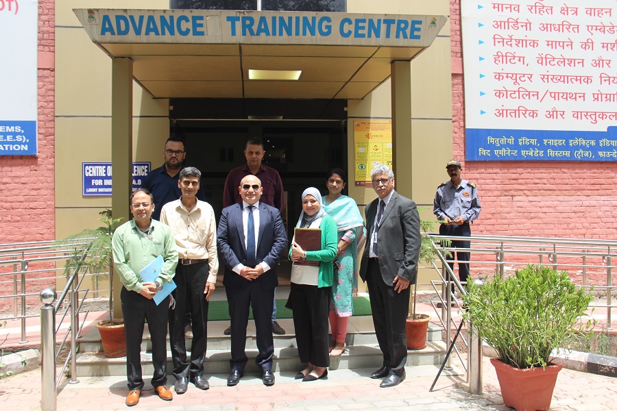 A delegation led by Mr. Moustafa F. Shaikhon, Minister Plenipotentiary (Commercial) and accompanied by Ms. Marwa Abu El Sadat Aly, Commercial Counselor, Embassy of Egypt, New Delhi visited NSIC’s Rapid Incubation Centre and Advanced Training Centre at NSIC’s Technical Service Center, Okhla on 09.06.2022.Mr. Sunil Tyagi, GM-SG (International Cooperation), NSIC welcomed the delegates and apprised them about the activities of NSIC. The delegation observed that NSIC’s models of Rapid Incubation Centre for employment generation as well as Advanced Training Centre are very useful in context of Egyptian business environment and showed keen interest to cooperate with NSIC in setting up such Centres in Egypt. Mr. O.P. Singh, GM - Head NTSC, Mr. Rajiv Nath, Chief Manager (Tech). Ms. Adiba Bari, Manager (IC), Mr. Anupam Tiwari, Manager (IC) and Mr. Shashank Shekhar, Asst. Manager (IC) were also present.