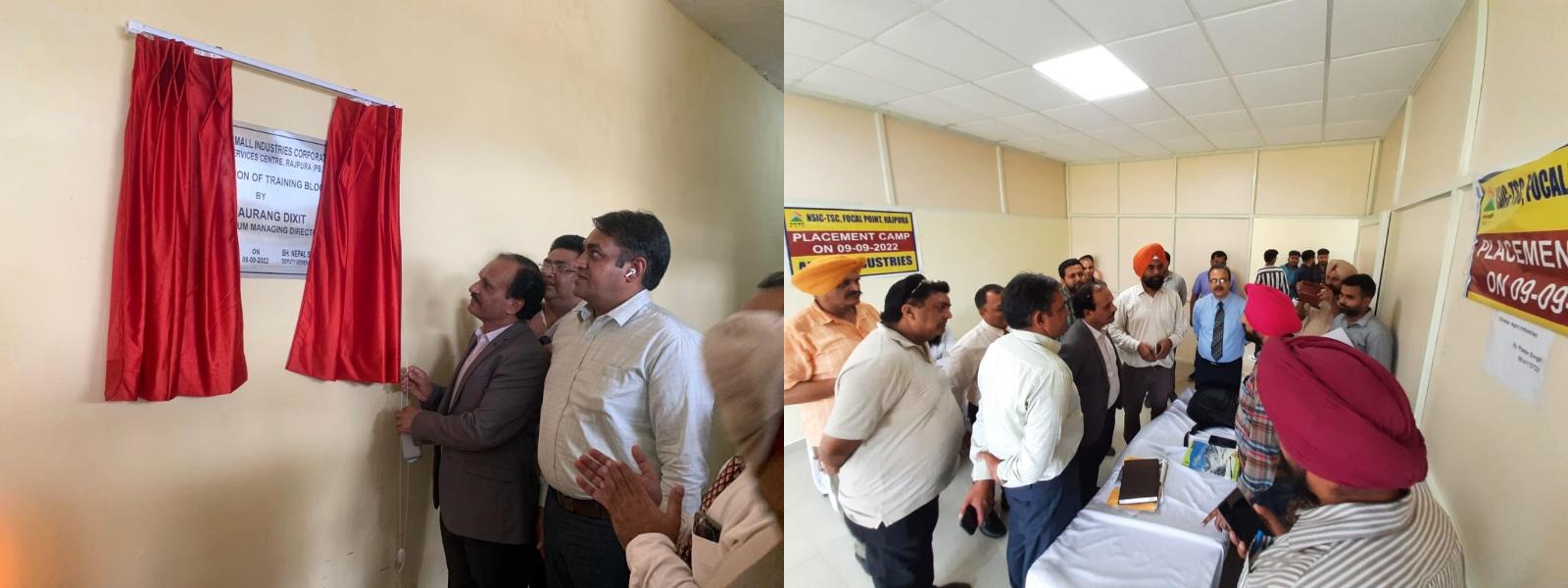 NTSC (Rajpura), in association with District Bureau of Employment and Entrepreneurship (DBEE) Patiala organized a placement camp on 9th September, 2022 at its center NTSC (Rajpura). It was inaugurated by Shri Gaurang Dixit, Chairman cum Managing Director, NSIC in the presence of Shri. Rajesh Jain, Centre Head, NTSC (Rajpura) and Shri Sanjeev Sharma, Sub-Divisional Officer, Rajpura. On this occasion, Shri Gaurang Dixit, CMD, NSIC stated that NTSC (Rajpura) has been providing constantly training to the youth of the area under various schemes of the State and Central Government for the last 28 years in traditional and advanced training courses as per the changing needs of the industry.