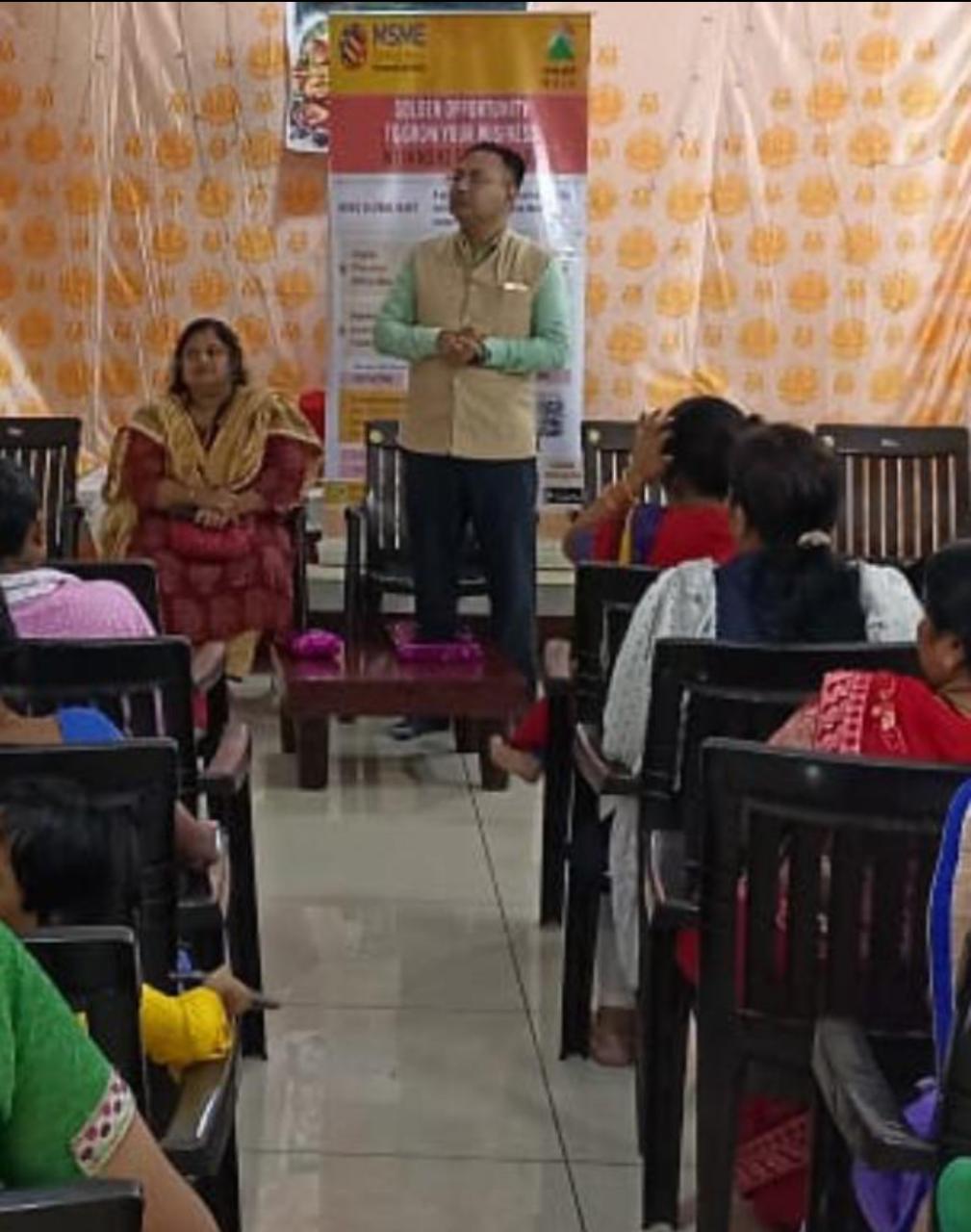 NSIC ( Indore ) organized an  Awareness Campaign  on the benefit of NSIC Schemes for Women Entrepreneurs on 14/09/2022 at Ujjian  In association with Swastik Handicraft Women Welfare Association Samiti. More than 60 women entrepreneurs participated in the event. Sh. Vinod Vyas, Dy. General Manager highlighted the benefits of NSIC schemes and inspired the Women Entrepreneurs to come forward and set up their own enterprises. During the event a feedback form was circulated and  25 participants showed  interest about  MSME Global Mart portal.