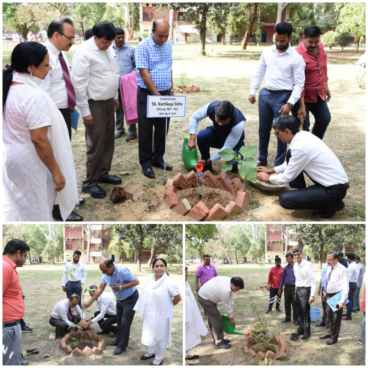 Celebrating the Azadi ka Amrit Mahotsav and encouraging greener planet, the NSIC – Technical Services Centre (Okhla) planted saplings in their Campus on 18th April 2023. The saplings were planted by Shri Kartikeya Sinha, Director (P&M), NSIC, Shri Navin Chopra, CGM(SG)(Tech) , Shri Rajesh Kumar , GM (Tech) and Shri O.P. Singh ,Centre Head, NTSC (Okhla) in the presence of Shri Vimalesh Bhatia, Chief Manager , Shri Avinash, Deputy Manager.

The NSIC Technical Services Centre all over the country conduct market driven and industry oriented courses in various technical fields. To further facilitate optimum utilization of trained manpower output from NTSC , they regularly organizes Job Fairs in their respective  campus, to give fair opportunities to candidates passing out from different courses being conducted in the NTSCs.