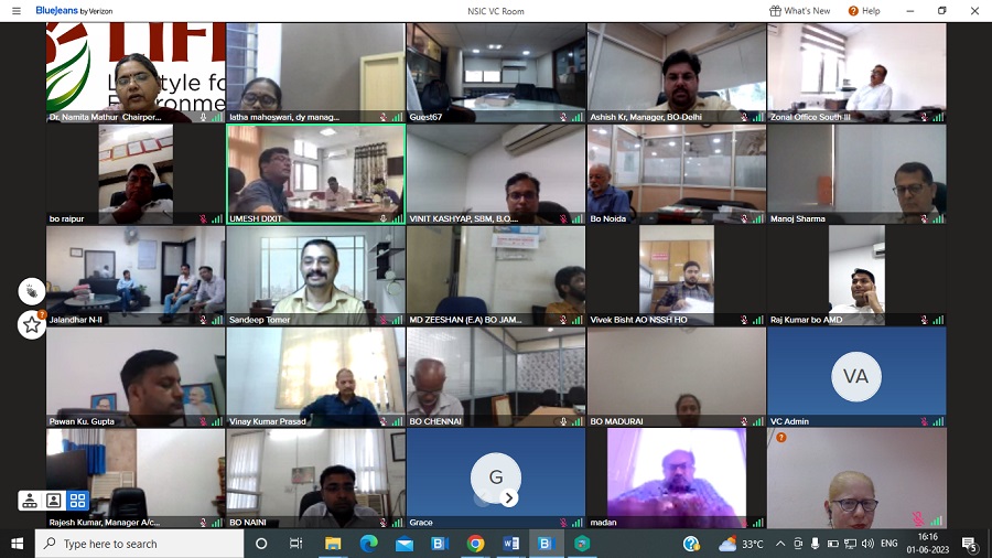 As a prelude to celebrate World Environment Day (05th June, 2023), NSIC organized a webinar on Mission Life Style for environment on 01st June, 2023 for NSIC employees imparting knowledge on adopting Healthier habits as regards to eating, planting etc. in our daily lives to protect and preserve the environment. The speaker of the webinar was Dr. Namita Mathur, CEO, International Institute of Health & Hygiene (IIHH). The program was coordinated by Ms. Hina Sharma, DM (Training), NSIC.