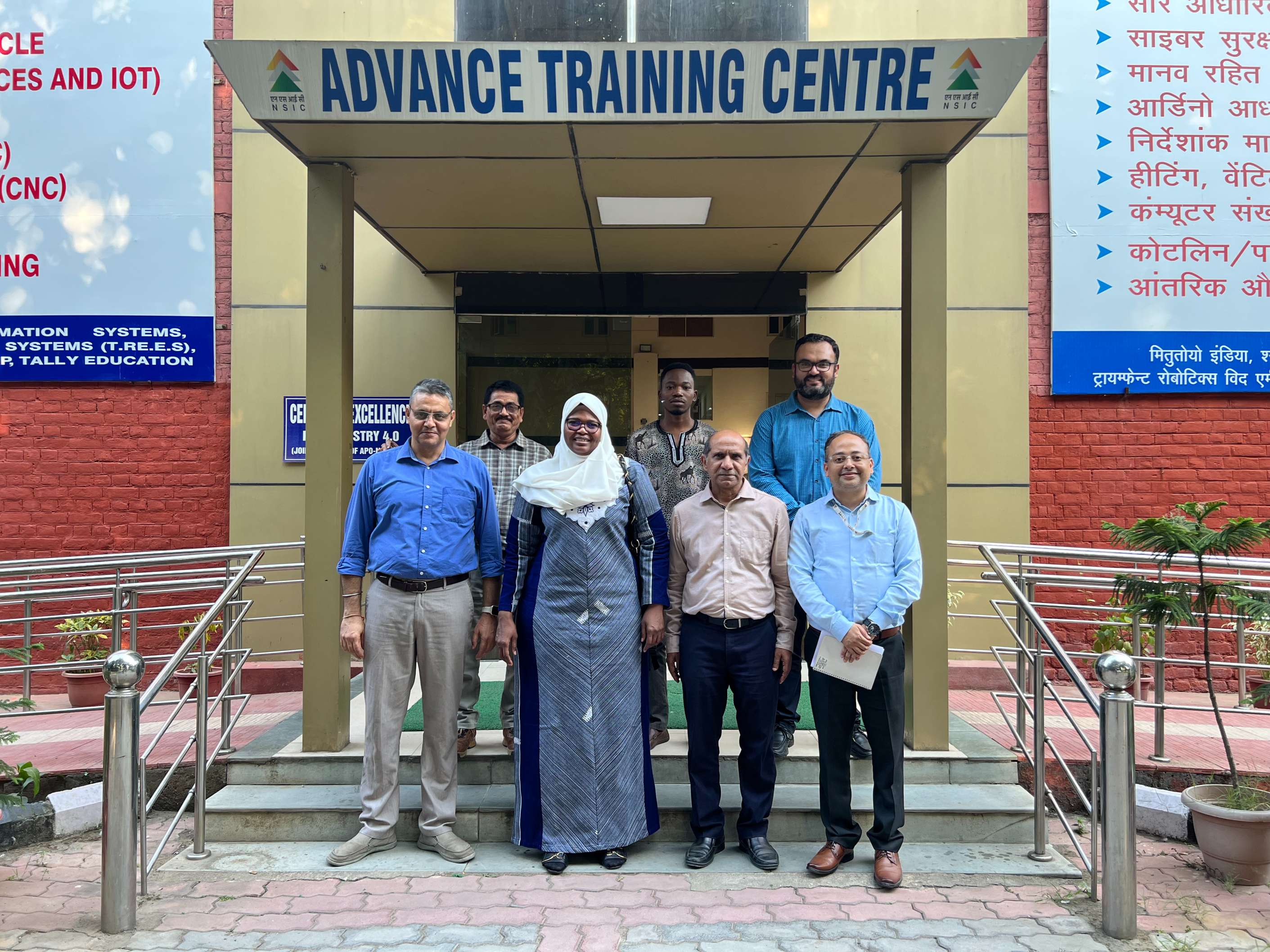 A two-member delegation, led by Mrs. Aminata Zerbo Sabane, Minister of Digital Transition, Post, and Electronic Communication of Burkina Faso, visited NSIC’s Rapid Incubation Centre and Advanced Training Centre at NSIC’s Technical Service Centre, Okhla, New Delhi, on 18th October 2024. Mr. Subodh Jaiswal, Senior General Manager (Head NTSC, Okhla) greeted the delegation and apprised them about the activities of NSIC as well as NSIC’s models of Rapid Incubation Centre for employment generation. Mrs. Sabane commended NSIC’s Rapid Incubation Centre model for its effectiveness in employment generation. She further expressed a strong interest in exploring collaborative opportunities. Mr. Rajiv Nath, DGM (Tech), NSIC and other senior officials were also present during the visit.
