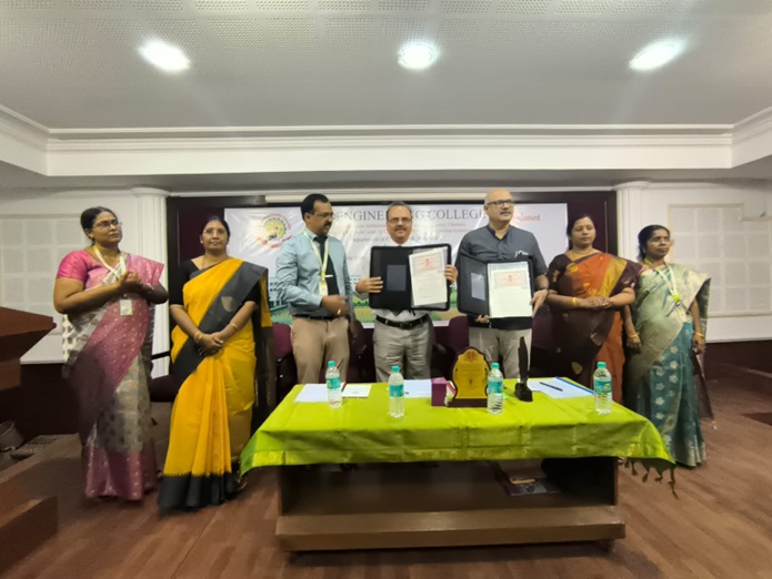 The National Small Industries Corporation (NSIC) has entered into a Memorandum of Understanding (MoU) with SA Engineering College, Chennai on December 23, 2024.

This MoU aims for capacity building and skill development of students in various emerging Technologies like UX and UI design, Artificial Intelligence, IoT, Drone and 3D Scanning for better employability and self-employment.

The MoU was signed by Mr. Rajesh Kumar, Senior General Manager,NTSC, Chennai and Mr S.Amarnath, Correspondent, SA Engineering College, Chennai.