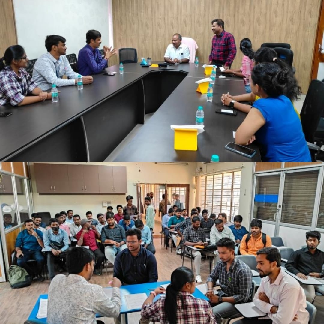 NSIC-Technical Services Centre (Hyderabad) organized a Job Mela on 09th February, 2024 at Hyderabad to facilitate the trainees of the Centre for their employment through campus placement. Shri N.K. Subramani, Centre Head interacting with HR Managers of participating companies such as ASSACO, Safran Aircraft Engines, SciTech Patent Art Services, Cenerg Global Tools, Numax Energy Solutions, Pavani Engineers, SVE Drilling Tools, Sujatha Forge etc. Out of 162 shortlisted candidates, offer letters have been issued for 29 candidates.