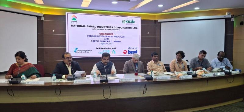 The Zonal Office Bangalore of the National Small Industries Corporation (NSIC) successfully organized an event on Vendor Development & Credit Support to MSMEs on August 6th, 2024. The event was graced by key dignitaries including Mr. Mahesh M. Pai, General Manager of Canara Bank; Mr. M.G. Rajagopal, President of KASSIA; Mr. Girish, DGM of Bharat Electronics Ltd. (BEL); Mr. Anjan, Senior Manager at BEL; Mr. Srinivasan, DGM of Bharat Earth Movers Ltd. (BEML); and Mr. R. Saravana Kumar, NSIC ZGM Bangalore, who inaugurated the program and presented on NSIC schemes.