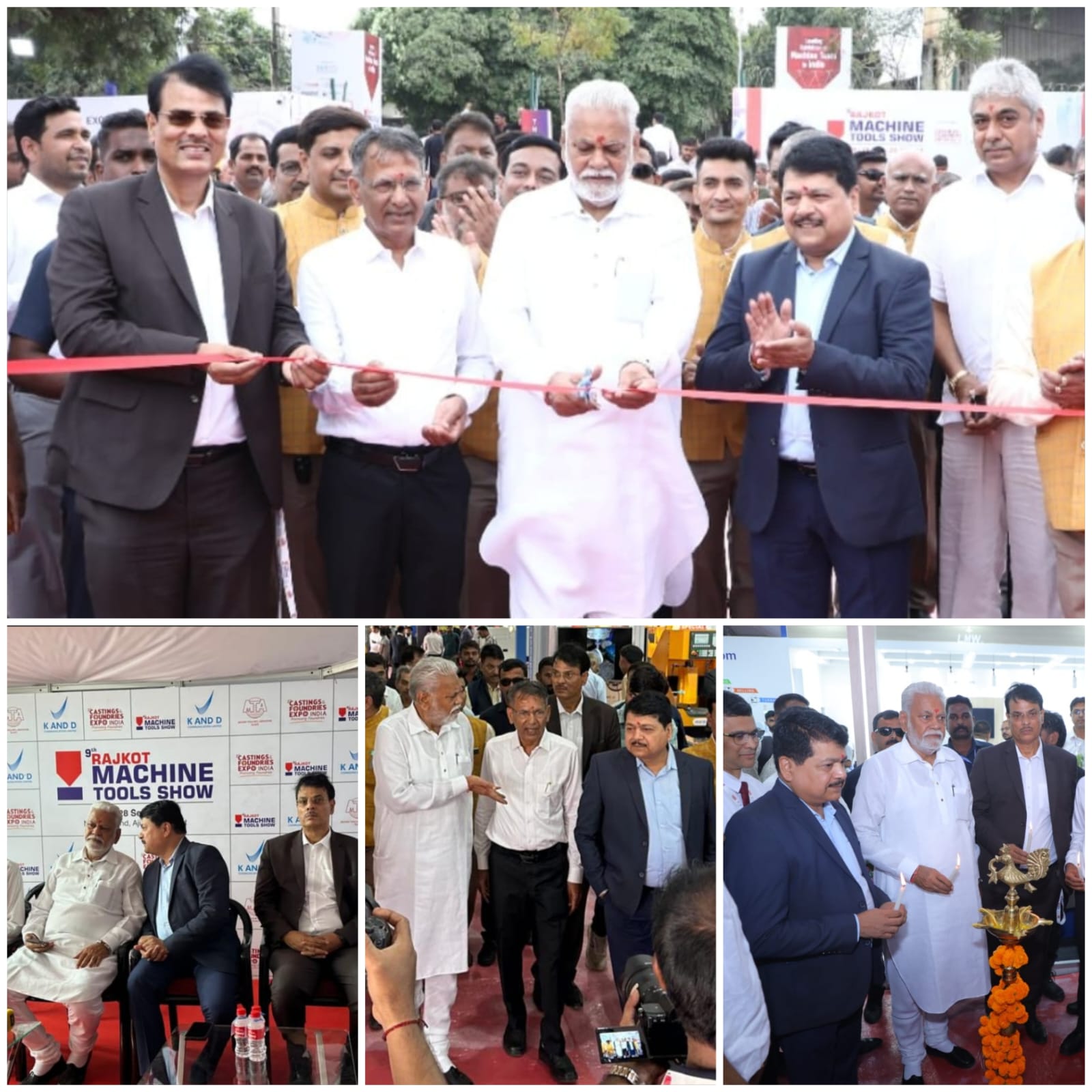 CMD, NSIC joined the inauguration of 9th Rajkot Machine Tools show as Guest of Honor with Shri Purshottam Rupala, Honorable MP, Rajkot and former Union Minister as Chief Guest. The expo is witnessing participation from 14 countries besides showcasing the manufacturing prowess of India. It provides an excellent platform for MSMEs to not only look for meeting their machining solutions but also interact with foreign manufacturers for collaborations and export. Shri P K Jha, CGM, Central Zone was also present during the occasion besides a host of other dignitaries like Commissioner of Police, Rajkot City and Honorable MLA, Rajkot etc.
