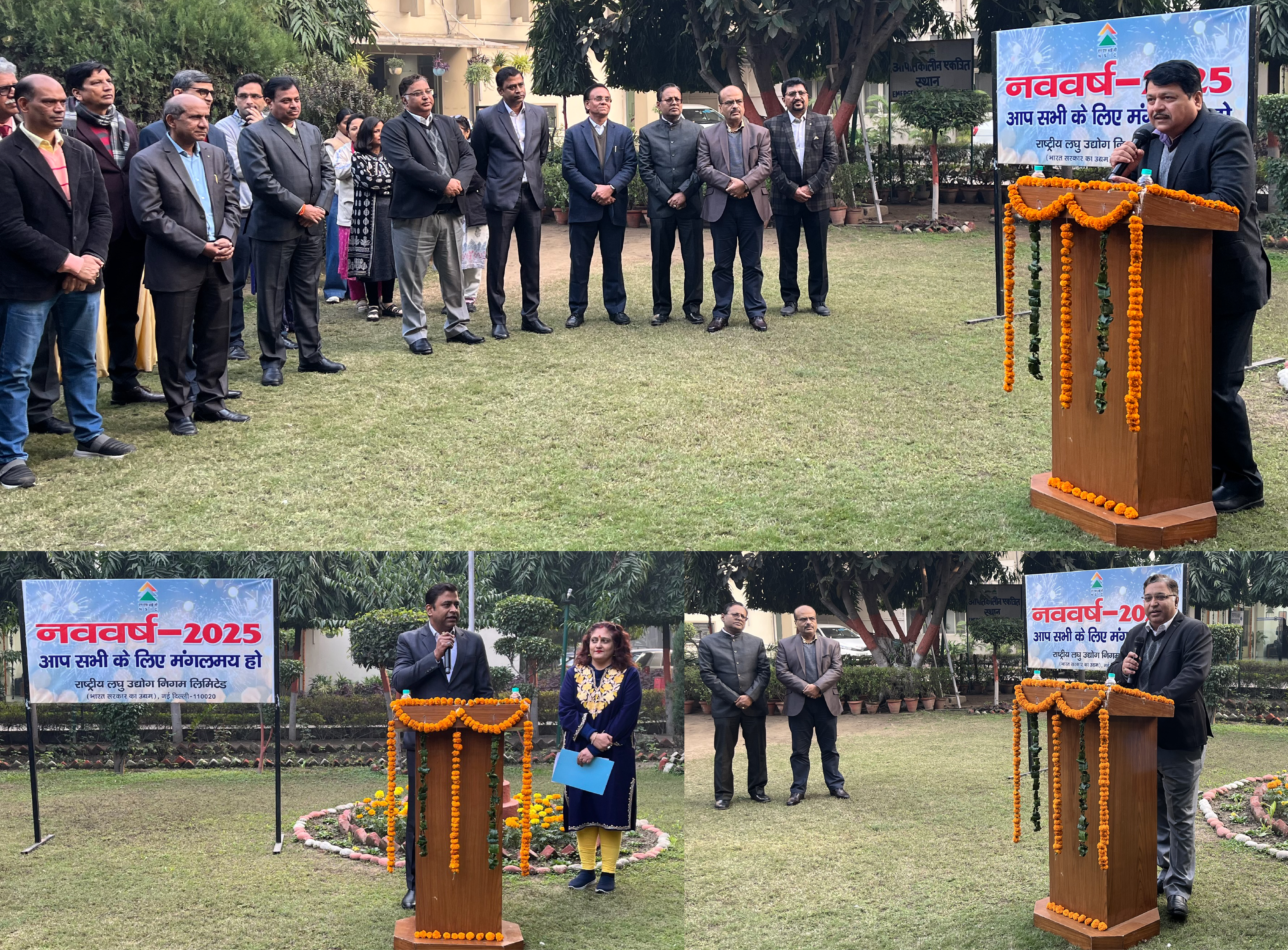 Dr. S.S. Acharya, CMD, NSIC, along with the, Shri K. Sinha, Director (P&M), and Shri G Gulati, Director (Finance), addressed the gathering on the occasion of the New Year, extending heartfelt wishes and sharing an inspiring vision for 2025, aimed at driving growth, innovation, and success for the organisation.