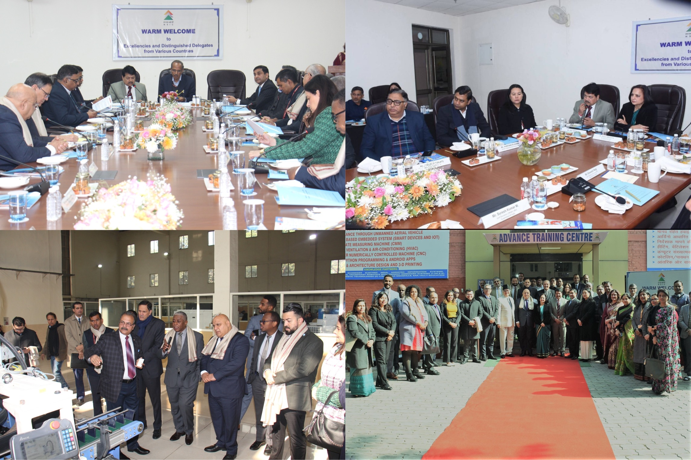 A delegation comprising of Ambassadors / High Commissioners from Central America, Caribbean, Oceania and West Asia & North Africa regions, accompanied by Dr. Neena Malhotra, Secretary (South), MEA, visited NSIC on January 08, 2026, to understand India’s MSME ecosystem and explore avenues for international cooperation.
The dignitaries were given a broad overview of Indian MSME ecosystem and the role of NSIC in strengthening the growth and competitiveness of the MSMEs by Dr. Subhransu Sekhar Acharya, CMD, NSIC. Shri SCL Das, Secretary, Ministry of MSME, in his address touched upon need for enhanced cooperation especially in the MSME domain and advised NSIC to take the lead, more particularly in the areas of technology support, skilling, incubation and market linkages. Shri Rajesh Vaishnaw, Additional Secretary, MEA, in his interaction emphasized that the MSME cooperation can play a big role in further strengthening the mutual relationship between our countries.