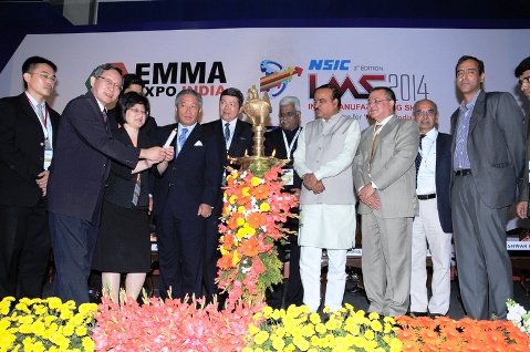 The NSIC-IMS 2014 Premier Manufacturing Trade Exhibition (concurrent with EMMA EXPO INDIA 2014) jointly organized by the National Small Industries Corporation, IMS Foundation and Laghu Udyog Bharti ,was inaugurated by Shri Ananth Kumar, Union Minister for Chemicals & Fertilizers, Govt. of India in the presence of Shri Ravindra Nath, CMD (NSIC), Shri HVS Krishna, National President, Laghu Udyog Bharti, Mr. Walter Yeh EVP Taipei WTC & Ambassador.Shri Ravindra Nath, CMD, NSIC  in his inaugural address highlighted the innovative schemes of NSIC for the growth and development of MSMEs.Over 350 exhibitors participated in this event.  