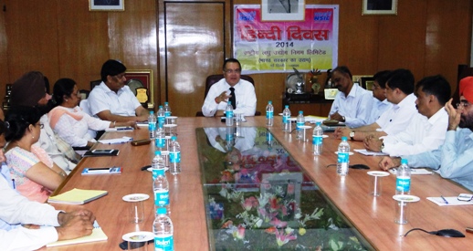The Hindi month celebrations were inaugurated by Shri Ravindra Nath,  CMD, NSIC  on the occasion of Hindi Diwaswhere the officials  of NSIC Branch and Zonal offices were present. On the occasion of Hindi Diwas ,Shri Ravindra Nath,CMD NSIC planted  a sapling  in the premises of NSIC Office .To encourage the use of Hindi language ,Shri Ravindra Nath,CMD,NSIC urged  the employees  to use official language extensively as also  use the same in their day to day official work .The Hindi Month will end on 7th October, 2014. During this period various competitions will be organised for the NSIC employees like essay writings, slogan writing debate etc. 