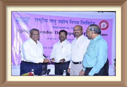 B.O., Hyderabad organized a Special Vendor Development Program for SC/ST Entrepreneurs along with South Central Railways.  Shri D.C.Venkaiah, Dy. Chief Materials Manager, South Central Railways, Secunderabad explained about the various articles being purchased by Railways and procedure for vendor registration. 

Shri K.Srinivas, Zonal Head, South-II, NSIC explained the various facilities that can be availed by the SC/ST Entrepreneurs.  Around 25 SC/ST Entrepreneurs participated in the program out of which 14 units (9 SC Units & 5 SC Units) submitted their vendor registration application forms with the documents for becoming vendors with Railways.  Also present on the occasion were Shri Venkata Swamy, Sr.Branch Manager, B.O., Hyderabad, NSIC and other officials of the NSIC, Hyderabad Branch Office. 
