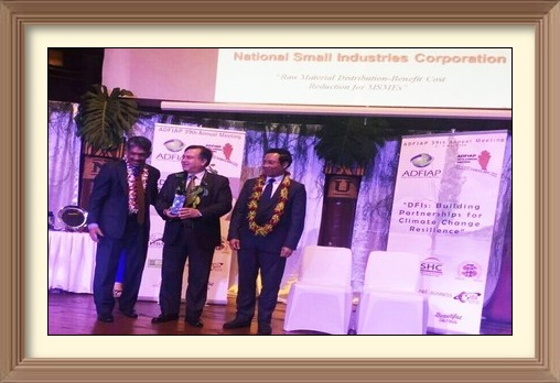 Mr. Ravindra Nath, CMD, NSIC, received “ADFIAP AWARD-2016” conferred by Association of Developing Financing Institution of Asia & Pacific on NSIC in recognition of its significant contribution for SME development through Raw Material Distribution- Benefit Cost Project for SMEs by providing stable access to inventory of raw materials at most competitive prices.  Award was presented in the award ceremony held at Samoa. Hon’ble Prime Minister of Samoa also addressed the participants during the Ceremony.


<a target="_blank"  href="https://www.facebook.com/NSICLTD/photos/pcb.1085797391458273/1085797304791615/?type=3&theater"><font color="#FF6600">Click here to view  more images.</font></a>




<a target="_blank"  href="https://www.facebook.com/NSICLTD/photos/pcb.1089690084402337/1089689587735720/?type=3&theater"><font color="#FF6600">Click here to view  more images.</font></a>
<img ALIGN=right src=/images/61annyear.jpg  height=80 WIDTH=90/>
