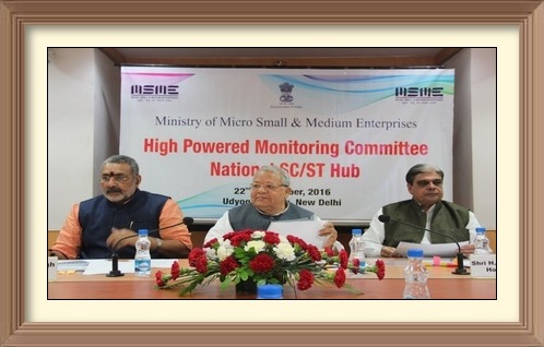 A National High Power Committee meeting Chaired by Shri Kalraj Mishra, Union Minister for MSME was held at New Delhi on September 22, 2016, to review the progress of the National SC/ST Hub which is being established to promote SC/ST Entrepreneurs. Speaking on the occasion Shri Mishra said that the National SC/ST Hub will be launched soon within a record time of 7 months from the announcement in the budget speech of 2016-17.
 <br/> <br/>
Hon’ble Minister said that   Government led by Sh. Narendra Modi was keen to inculcate the spirit of self-employment among the SC/ ST population and he urged upon all the participants, especially industries associations to take it in the mission mode. <br/>
            He informed that his Ministry has made an initial allotment of allocation of Rs. 490 crore for the period 2016-2020 for the National SC/ST Hub. The Hub would primarily aid in strengthening market access/linkage, monitoring, capacity building, leveraging financial support schemes and sharing industry best practices etc. The hub would operate from National Small Industries Corporation (NSIC) Headquarters in Delhi, supported by a special cell created for this purpose. <br/> <br/>
            Hon’ble Minister of State, MSME, Shri Giriraj Singh emphasised the need to work at the grass root level and start work on a pilot basis with identified CPSEs in the districts having large presence of SC/ST entrepreneurs. Hon’ble Minister of State, MSME, Sh Haribhai P. Choudhary mentioned about working for the demand side from CPSEs and large corporate houses.
<br/>
<a target="_blank"  href="https://www.facebook.com/NSICLTD/photos/pcb.1188508991187112/1188508211187190/?type=3&theater"><font color="#FF6600">Click here to view  more images.</font></a> <br/>
<img ALIGN=right src=/images/61annyear.jpg  height=80 WIDTH=90/>