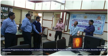 Sh.Vimal Gangrade – Dy.Manager-Accounts and Sh. Arun Kumar R- Accounts
Officer from B.O. Belgaum and Sh.Sandeep Kumar from Canara Bank, Regional Office,
Belgaum. Addressed the meeting. During the meeting the benefit of demonization and how to start the usage of cashless transactions, in one’s routine day to day life was explained and the government’s initiative towards waiver of surcharge and service charges and discounts available at petrol pumps, IRCTC Online websites and paying of Insurance premium online to increase the cashless transactions and role of Rupay Card and PM’s announcement of Rs.1 Cr to encourage usage of cashless transactions were highlighted and the same was clearly explained to the gathering.
<a target="_blank" href="https://www.facebook.com/NSICLTD/photos/pcb.1305441256160551/1305440742827269/?type=3&theater" ><font color="#FF6600">Click here to view more images.</font></a>
