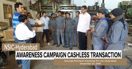 Shri S. Bharathudu, Manager (Law) and Shri Abhishek Sharma, Asst. Manager (BD) explained about the various advantages of Cashless Transactions, methods of cashless payments & bank app facilities available in local language 