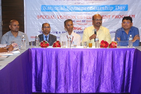 NSIC – B.O., Visakhapatnam, on the occasion of National Entrepreneurship Day i.e. on 09.11.2017 has organized a Special Vendor Development Program for SC/ST entrepreneurs in association with ONGC & HPCL at Visakhapatnam. Keeping with the theme for this year “Catalyzing a cultural shift in youth entrepreneurship” majority of the participants are first generation startup entrepreneurs. Also, on this occasion Indian Overseas Bank participated in the program and explained their credit schemes for MSMEs.   Sri K.Srinivas, Zonal Head (South-2), NSIC Ltd., addressed the gathering and explained the various schemes of NSIC for SC/ST entrepreneurs. Sri A.V.Sreenivasan, Chief Manager, ONGC, Sri K.Venkateswarlu, Chief Manager, HPCL gave presentations on their Vendor Registration process, services and materials requirement. Sri C.M.Dange, Chief Manager, Indian Overseas Bank, Sri K.V.C.S.Prasad, DICCI, Sri Vinod, Joint Secretary, VASSIWA addressed the participants. More than 35 Entrepreneurs participated in the program. 

<p align="right">
<font color="#A9A9A9" align="right">Nov.14, 2017 </font></p>