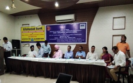 NSIC (Jalandhar) organized a  One Day State Level Vendor Development Programme in association with MSME D.I Karnal for MSME units of Haryana Chamber Of Commerce & Industries, Ambala Chapter on 07-07-2017 at Ambala Cantt.
<br/>
<a target="_blank"  href="https://www.facebook.com/NSICLTD/photos/pcb.1489394814431860/1489394397765235/?type=3&theater"><font color="#FF6600"><p align="right">Click here to view  more images.</p></font></a> 
<p align="right">
<font color="#A9A9A9" align="right">July 12, 2017 </font></p>