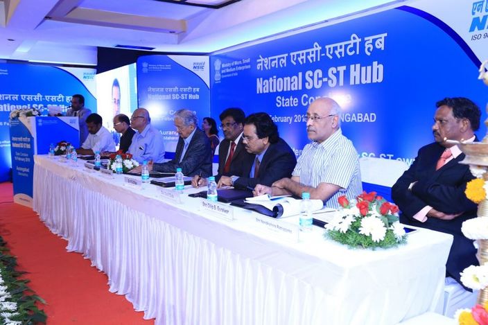 The National Small Industries Corporation Ltd.-NSIC organised a National SC/ST Hub conclave at Aurangabad, Maharashtra. Sh. Subhash Desai, Hon’ble Minister of Industries & Mines, Govt of Maharashtra was the Chief Guest of conclave.        Sh. Sunil Zode, Member, High Powered Monitoring Committee, NSSH, M/o MSME, New Delhi was the special Guest in the event. The other dignitaries graced the occasion were Shri H. D. Kapse, MD, Indo German Tool Room, Aurangabad. Shri S. V. Rasal, Director, IDEMI, Mumbai, Shri R B Gupte. Director, MSME-DI, Mumbai,  Shri Dilip S. Guralwar, Joint Director- Industries (I/c) Govt. of Maharashtra, Shri. Deepak Bhingardeo, Dy. Director, MCED, Aurangabad, Dr P.G.S. Rao, Director, Ministry of MSME, GOI, Shri R.B. Gupte, Director, MSMEDI, Mumbai, Sh. P. Udayakumar, Director(P&M),NSIC, New Delhi, Sh. P. Krishna Mohan, Zonal Head (West), NSIC, Mumbai. Senior officers from CPSEs, Rating agencies and Banking sector were also present during the event.   More than 825 SC-ST (approx) Entrepreneurs were present during the Conclave.