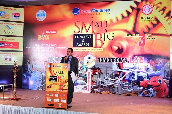 Guest of Honour Sh. P. Udayakumar, Director (Planning & Marketing) NSIC participated in the concurrent conference of SUBCON 2018 “Small is Big” and gave a presentation on “Support services of NSIC to MSMEs for fostering their growth and the ways to compete in the global market”. The event was organized by The Coimbatore District Small Industries Association (CODISSIA) on 25.05.2018 at Coimbatore, TamilNadu.