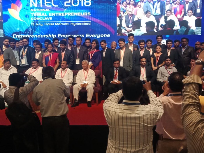 National Tribal Entrepreneurs Conclave (NTEC) was held on 13.07.18 at Hyderabad.  The Conclave was organized by DICCI and inaugurated by Shri Jual Oram, Hon’ble Minister of Tribal Affairs, GOI, along with Shri Etela Rajender, Hon’ble Finance Minister, Govt. of Telangana, Shri Ajmeri Chandulal, Hon’ble Tribal Welfare Minister, Govt. of Telangana, Shri Seetharam Naik, M.P.  During the program, baueracts from various states, officials from departments, bankers and PSUs, alongwith more than 800 MSMEs/Startups participated.  Shri K.Srinivas, Zonal Head, NSIC, South-II explained the facilities provided under National SC/ST Hub for Tribal Entrepreneurs.