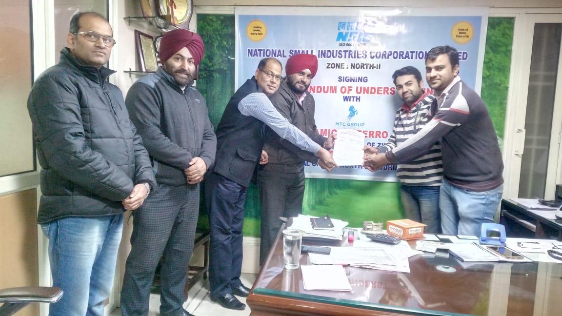 NSIC (Jalandhar) signs MoU with MTC group  for Australian Zinc.The Lifting of this Material by MSMEs has been started and shall further pick up in coming days.