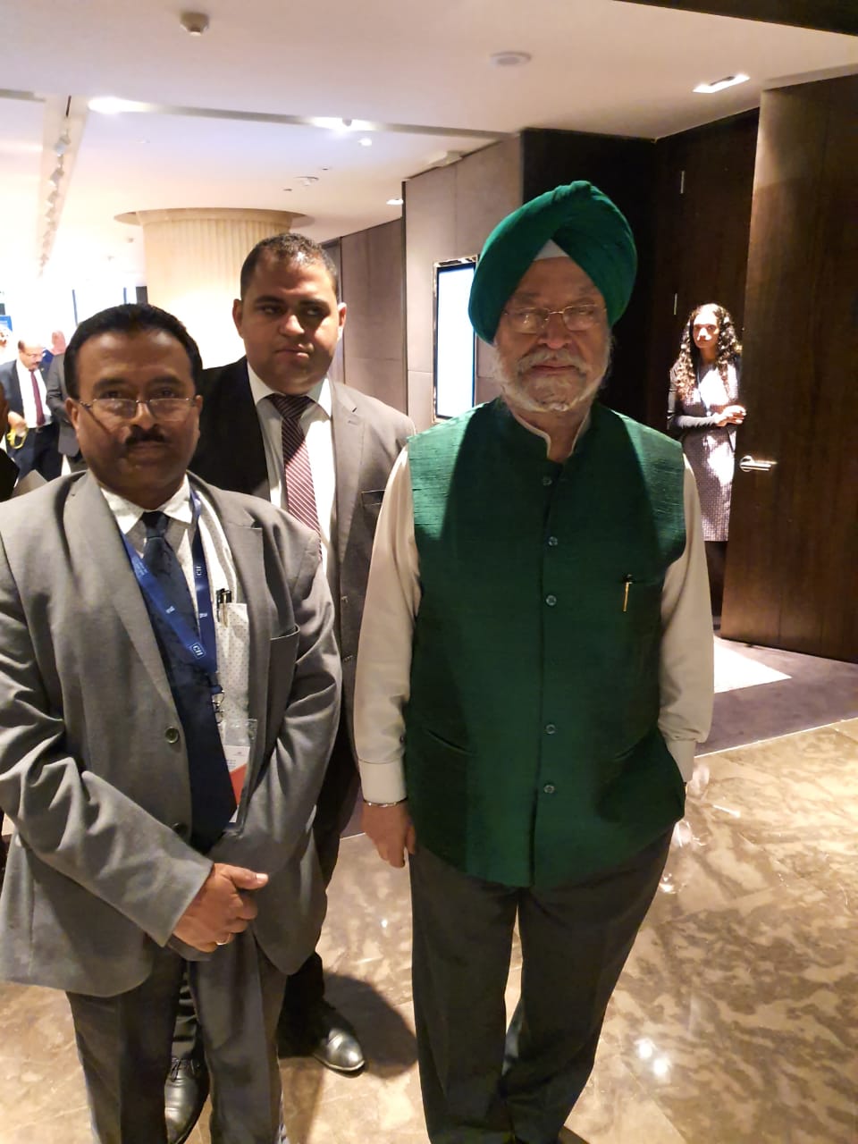 Shri P. Udayakumar, Director (P&M), NSIC  with Dr Hardip Singh Puri ,MoS ,Commerce in the CII-EXIM Bank Regional Conclave on India -West Asia and North Africa in Cairo on 6th Nov'2019