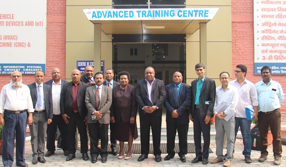 Shri P. Udayakumar, Director (Planning & Marketing) welcomed the delegation led by Mr.Petrus Ralda, Managing Director, SME Corporation, Papua New Guinea (PNG) at NSIC On 04.11.2019. Director (P&M) apprised of various activities of NSIC for the promotion of MSMEs in the country and abroad. He also discussed the opportunities for cooperation between the two countries in the MSME sector. The delegation from PNG also visited NSIC's Technical Incubation Centre for creating self-employment opportunities and Advanced Training Centre for upgrading the skills of Youth. Also present were Shri. Satvinder Singh, CGM and Shri O.P.Singh, Head, NTSC (Okhla).