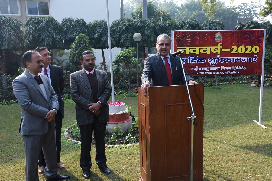 Shri Vijayendra, (IAS) CMD,NSIC  extended  New Year Greetings to  NSIC employees and their families on 01 Jan. 2020 in the presence of Shri P.Udayakumar, Director(P&M),NSIC and Shri Gaurang Dixit, Director(Finance),NSIC .Speaking on the occasion he stated that the Corporation needs to move with current times and motivated each person to take a pledge to rededicate ourselves to achieve newer heights for NSIC and stand committed to work on its mandate of being a premier organisation fostering the promotion and growth of MSMEs in the country. The NSIC employees were also present on this occasion.