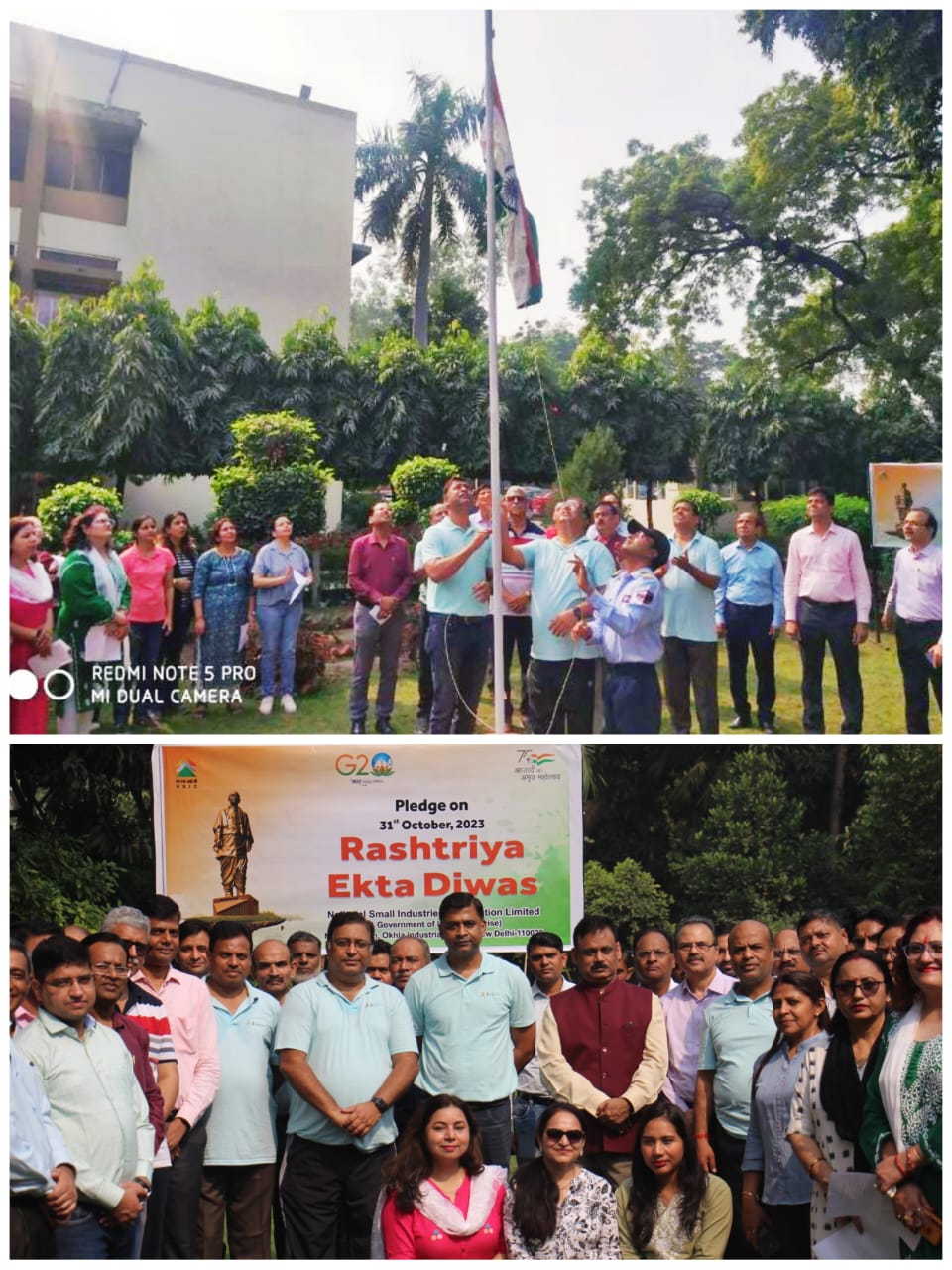 On the occasion of Rashtriya Ekta Divas, the NSIC officers & staff took Unity Pledge to reaffirm their commitment to the unity and integrity of India. It was followed by flag hoist by Shri Kartikeya Sinha, Director (P&M) and Shri Gaurav Gulati, Director(Finance), NSIC and the National Anthem was sung enthusiastically. NSIC employees also took the E-pledge, demonstrating their dedication to the principles of Sardar Vallabhbhai Patel and generated Certificate.