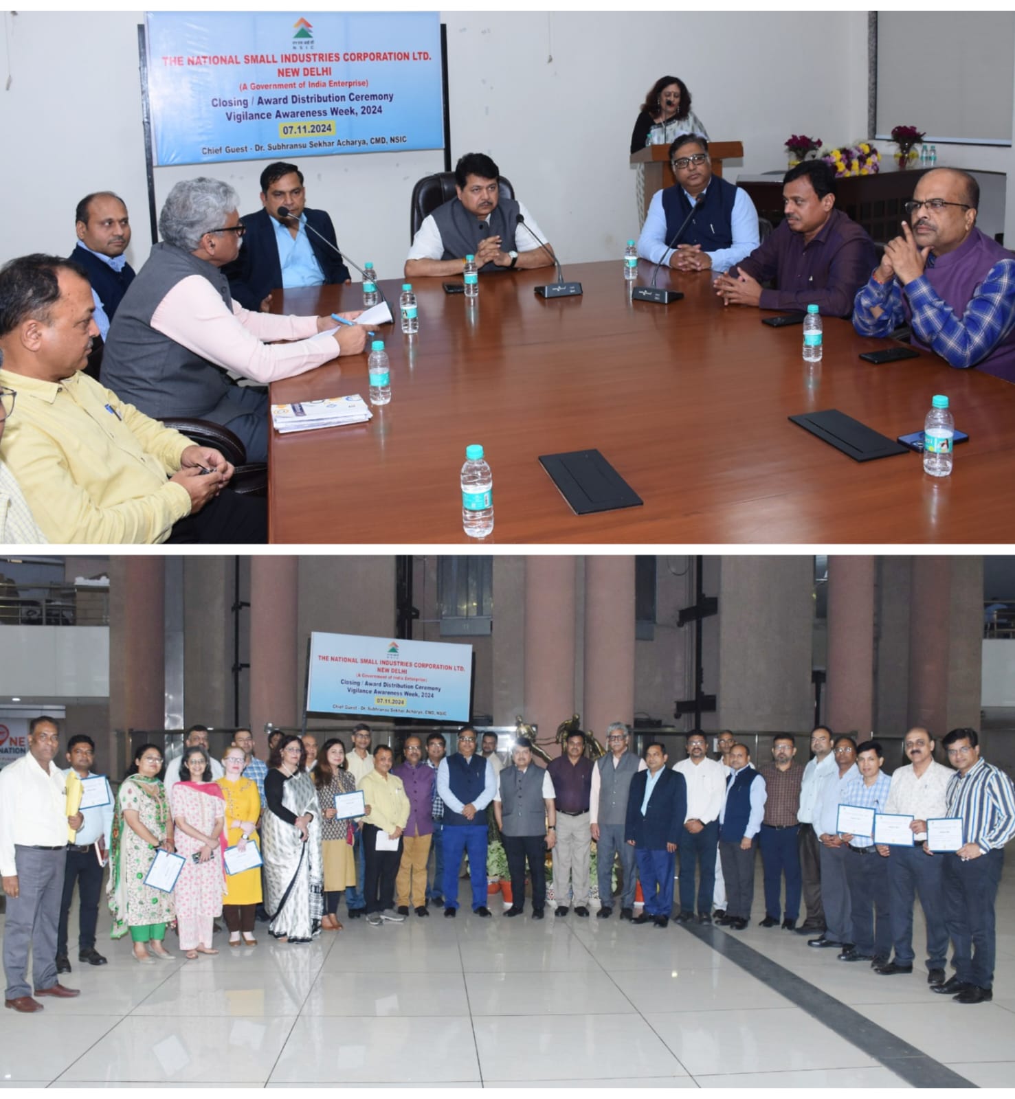 NSIC observed Vigilance Awareness Week from October 28 to November 3, 2024, as part of its commitment to fostering a culture of integrity. Under the guidance of the Central Vigilance Commission (CVC), NSIC also conducted a precursor observance from August 16 to November 15, 2024, to build momentum for the week’s theme, Culture of Integrity for Nation’s Prosperity. Throughout the week, NSIC’s corporate office and branches across India hosted a range of activities. Employees took integrity pledges, participated in workshops and lectures, and engaged in training sessions on key topics under the Capacity Building Programs. The week also featured essay writing, quiz, and drawing competitions to raise awareness about the importance of ethical practices in the workplace. NSIC marked the conclusion of Vigilance Awareness Week with a closing ceremony on November 7, 2024, chaired by Dr. Subhransu Sekhar Acharya, CMD at NSIC-Business Park, Okhla, New Delhi. Winners of the week’s competitions received awards, recognizing their active participation. During the ceremony, the CMD, along with Shri Gaurav Gulati, Director (Finance) and Shri D.K Agrawal, CVO, spoke on the significance of vigilance and integrity in fostering a transparent and accountable work culture. As a highlight, the CMD also launched NSIC’s first edition of the Vigilance Manual, a resource to further support the corporation’s commitment to ethical standards.
