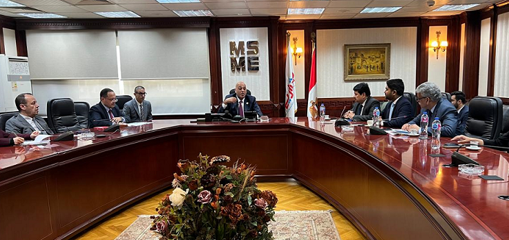 During his visit to Cairo, Egypt, Dr. Subhransu Sekhar Acharya, CMD, NSIC met Mr. Bassel Rahmy, CEO of Micro, Small and Medium Enterprises Development Agency (MSMEDA), Egypt at the MSMEDA office. Both sides discussed about the MSME sector scenario of their respective countries, role and activities of their respective organizations and deliberated on various cooperation areas under the scope of MoU signed between NSIC and MSMEDA for the development of MSME sector of both countries.
Dr. S.S. Acharya also visited the Vocational Training Centre (VTC) established by NSIC at Shoubra El Kheima, Cairo, Egypt and interacted with the officials of the Centre about its performance.
