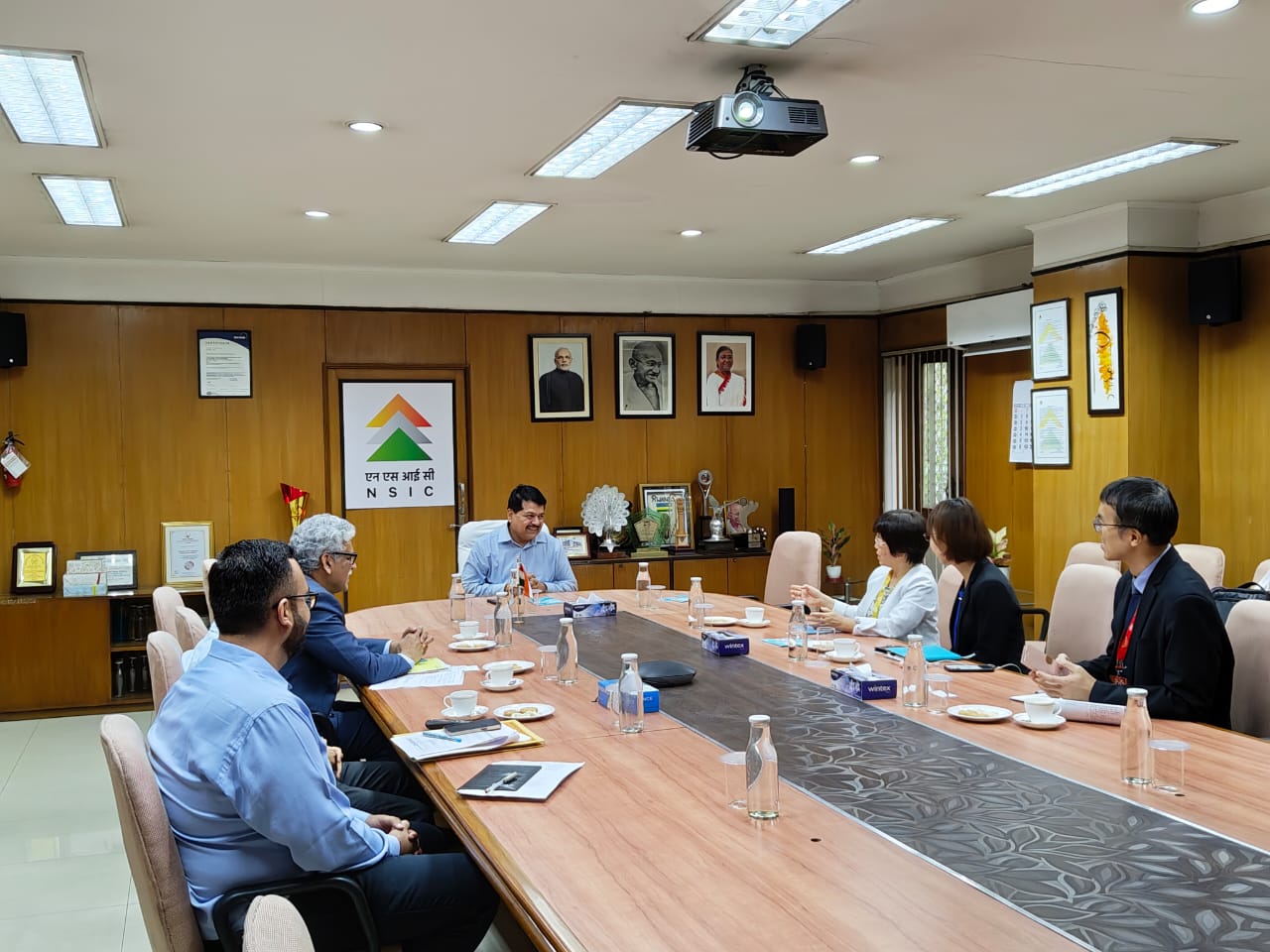 An official delegation from Industrial Technology Research Institute (ITRI), Taiwan led by Ms. Chin-An Wang, Business Director, ITRI and accompanied by Ms. Joyce Chang, ITRI, and Mr. Chester Chen, Economic  Secretary, Taipei  Economic  and  Cultural  Center (TECC) is on an exploratory visit to India for seeking cooperation opportunities in SMEs sector. As a part of their visit, they visited NSIC Head Quarters and called on Dr. Subhransu S. Acharya, Chairman and Managing Director. During the discussions, areas of mutual interest for future collaborations like the forthcoming India-Taiwan SME Forum was discussed. NSIC team was led by Shri. Sunil Tyagi, Sr. General Manager (IC) and was accompanied by Mr. Anupam Tiwari and Mr. Shashank Sekhar.