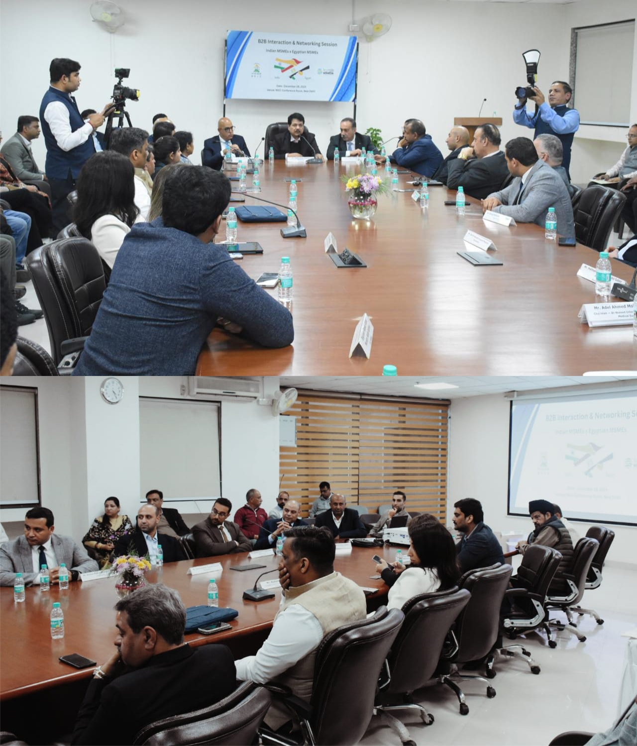 A high-level business delegation from Egypt, led by Major General Dr. Hisham Abu Al-Nasr, Hon’ble Governor of the Province of Assiut, Mr. Amr Ibrahim Abo El Oyoun Abdel Nasser, Member of Senate and H.E. Mr. Kamel Galal, Ambassador of Egypt to India, visited NSIC on Monday, December 8, 2025. 
NSIC, in association with the Embassy of Egypt in New Delhi, organized a Business-to-Business (B2B) interaction to promote trade and industrial partnerships between Indian enterprises and the visiting Egyptian delegation. The event witnessed participation from around 22 Indian enterprises and representatives from industry associations across diverse sectors such as automotive components, machinery and equipment, textiles, handicrafts, food and beverages, among others.
The B2B session provided a productive platform for Indian companies to explore business opportunities, exchange sector-specific insights and identify potential collaborations with their Egyptian counterparts.