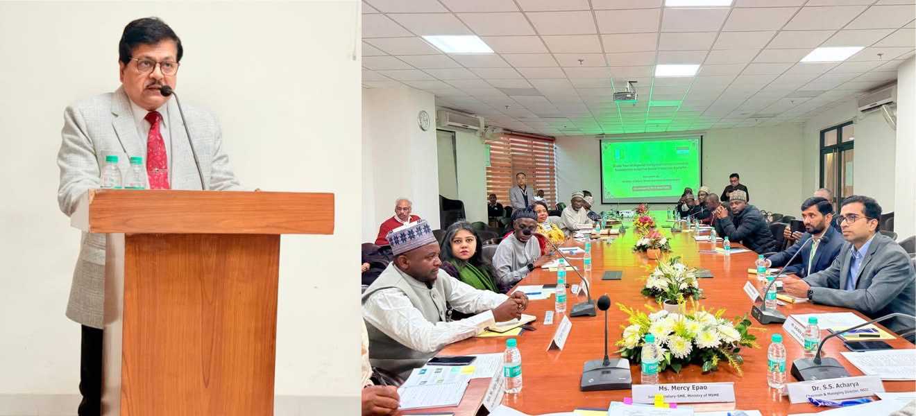 Ministry of MSME along with National Small Industries Corporation (NSIC) hosted Nigerian Delegation at NSIC, Okhla during their visit for Study Tour on Inclusive and Sustainable Adaptive Social Protection Systems under the NG-CARES Programme. Ms. Mercy Epao, Joint Secretary (SME), Dr. S. S. Acharya, Chairman & Managing Director along with officials of NIRDPR, Ministry of MSME and NSIC participated in the event.