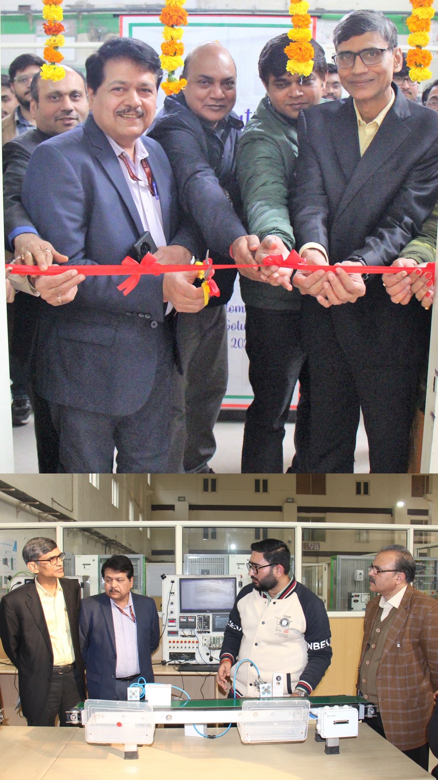 An ‘Innovolts Lab’ for Industrial automation & smart factory solution has been established at Advance Training Centre, NTSC Okhla.  This Lab introduces training facility with advance and latest Siemens and Mitsubishi make Human Machine Interface System and PLC Kits for most common industrial applications of material movement, product sampling, digital control of motor speed, torque and frequency, elevator movement and other usages.
The facility envisages training opportunity for the youth and industrial workforce in the specialization of industrial automation emerging applications to position the Centre as a modern, multi-disciplinary, industry – ready advanced training hub supporting the skill development and further empowering the MSME ecosystem.
The ‘Innovolts Lab’ was inaugurated by Dr. Subhransu Sekhar Acharya, CMD, NSIC, on December 18, 2025, in presence of senior officials of Corporate Office and NTSC, Okhla.